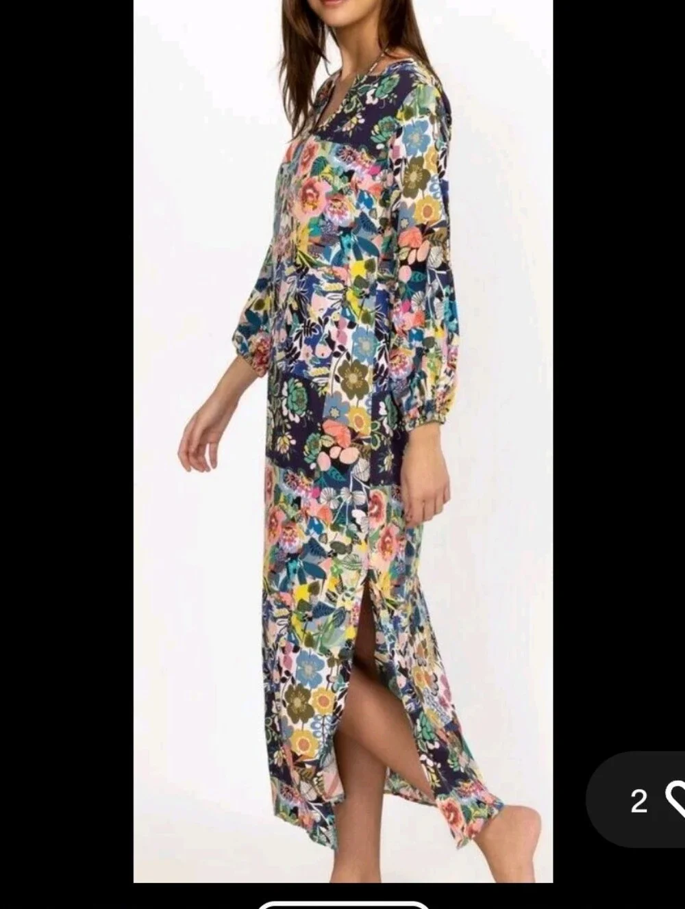 Johnny Was Layla Puff Sleeve Swim Cover-Up Maxi Dress Boho Chic Sz S - Picture 3 of 8